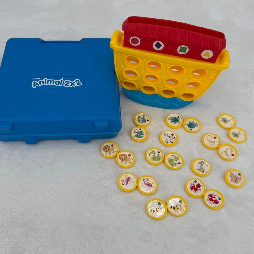 Vintage Fisher-Price Animal 2x2 Noahs Ark Matching Game w/ Case 2002 Y2K *READ*